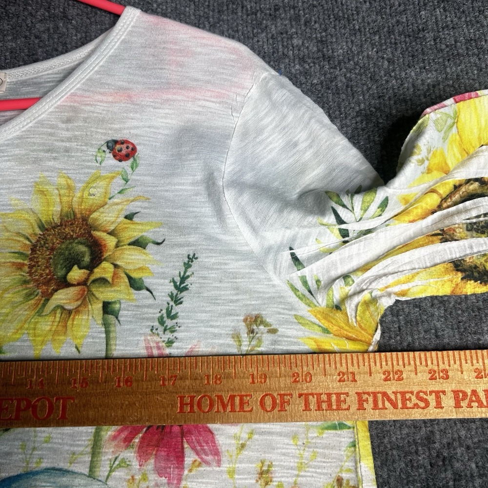 Jess & Jane Sunnyride Tunic Top Size Large Floral Nature Sheer - Picture 5 of 9